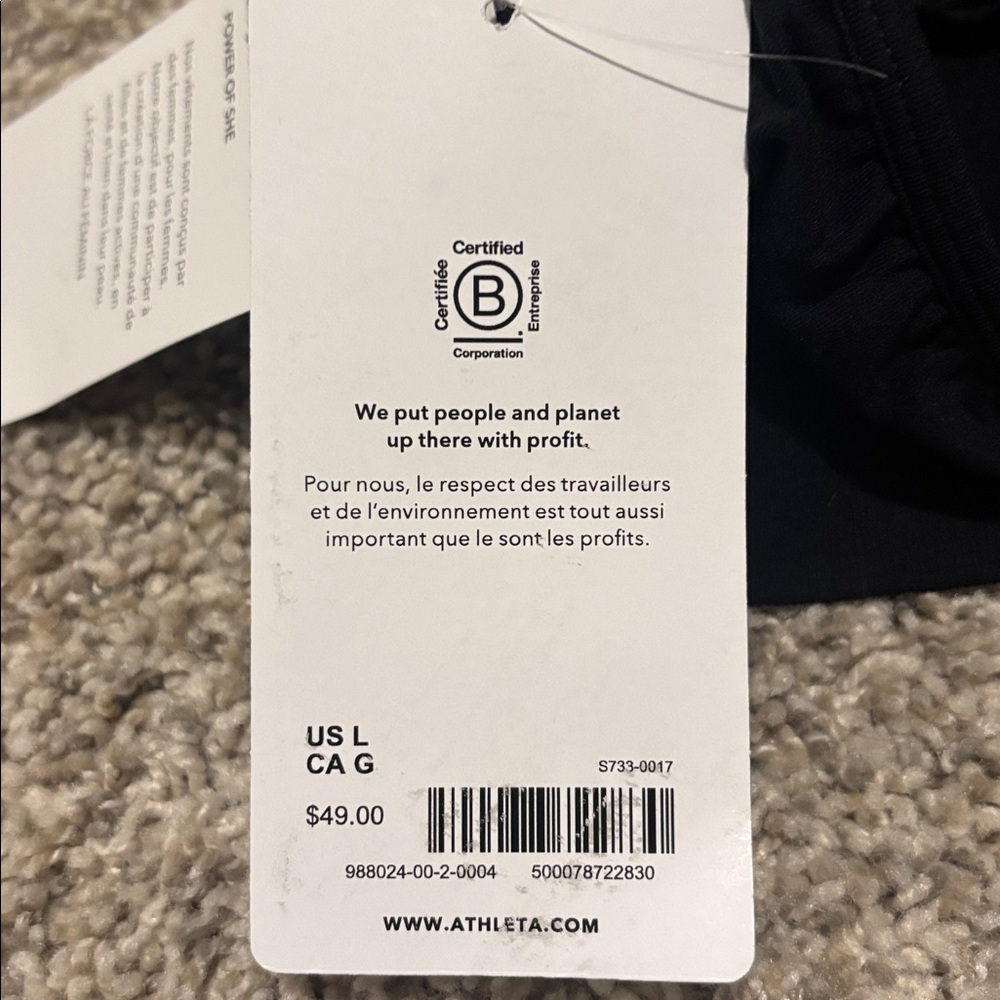 NWT Athleta Renew Sports Bra A-C Black Large - Picture 10 of 10